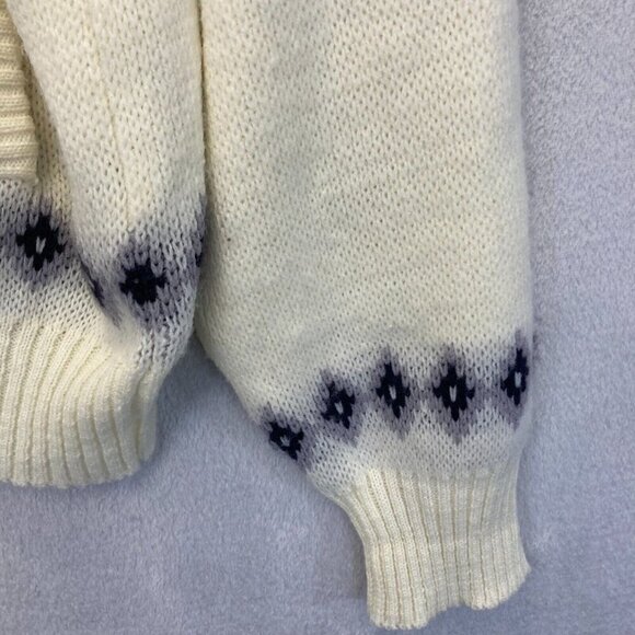 Scandia Woods Full Zip Cardigan Sweater Mens Large L Nordic Deer Knit White VTG - Picture 7 of 11